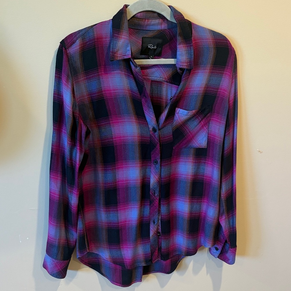 Rails Purple & Black Plaid Button-Up Shirt